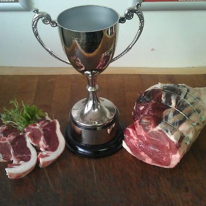 The Meridian Cup for the Best Pair of Lincoln Longwool Butcher's Lambs. Heckington Show.